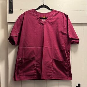 WonderWink Women’s Wine Maroon Scrub Top Uniform XXL 2XL WonderWork True-Plus